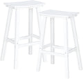 nalone 29 Inch Outdoor Bar Stools Set of 2, HDPE Bar Chairs with Footrest, Weather Resistant Barstools Outside Counter Height Stools for Patio Yard (White, 29'' Barstools Set of 2)