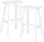 nalone 29 Inch Outdoor Bar Stools Set of 2, HDPE Bar Chairs with Footrest, Weather Resistant Barstools Outside Counter Height Stools for Patio Yard (White, 29'' Barstools Set of 2)