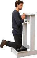 Wooden Prayer Kneeler with Angled Reading Platform and Shelf, Comfortable Kneeling Bench for Praying Catholic, Home Altar Pulpit Stool for Meditation(White)