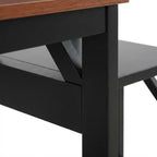 Furnifact Cherry/Black End Table with Shelves, Transitional Coastal Style, Durable Wood, Modern Design, Versatile Living Room or Bedroom Accent