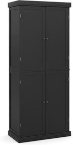 Giantex 4 Door Kitchen Pantry, 72.5” Tall Buffet Cabinet, Freestanding Modern Storage Cabinet Organizer w/ 6-Tier Shelves, 2 Adjustable Shelves, Floor Cupboard for Dining Room, Living Room (Black)