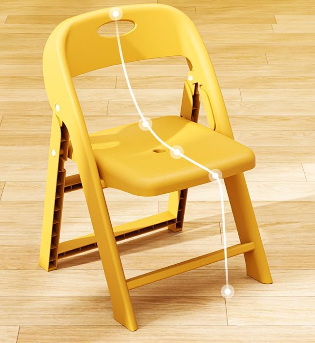 Foldable Plastic Chair with Backrest, Heavy Duty Stool 330lbs Capacity for Home Kitchen Office, Portable Folding Seat with Carry Handle & Non-Slip Pads, Secure Locking System for Camping Travel