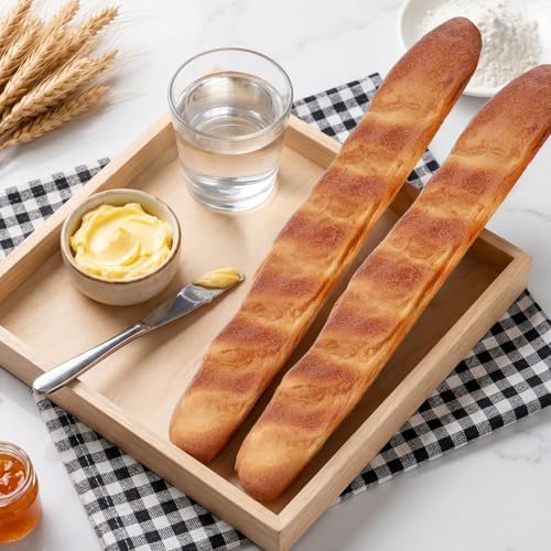 Woration 18 Inch Fake Baguette Decoration Lifelike Artificial Long Bread Model French Bread Ornament Loaves Soft Cake for Thanksgiving Desk Party Decor-2Pcs