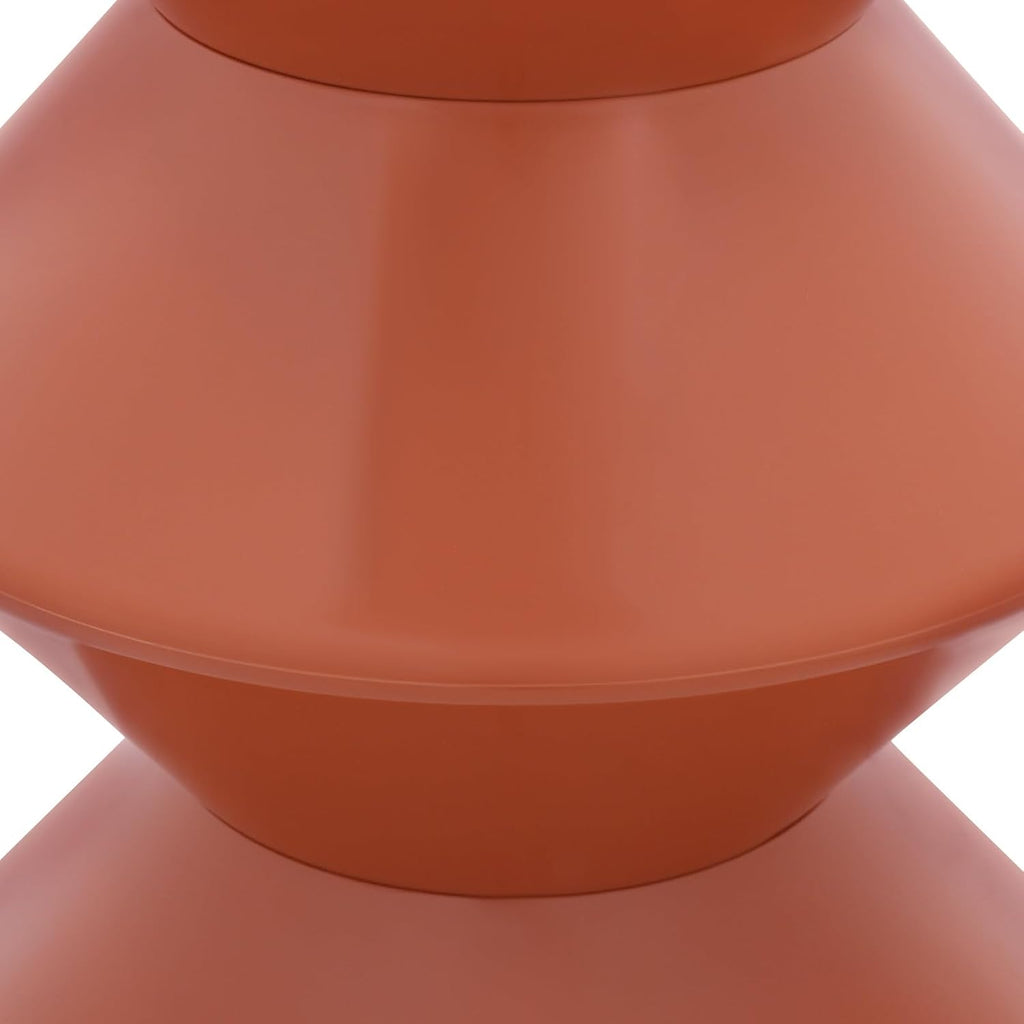 17.7 inch Modern Round Side Table Creative Round End Table, Pedestal Circle Accent Tables Geometric Coffee Table Hourglass Shaped Sofa Stool for Living Room Bedroom Office Apartment Yards, Orange