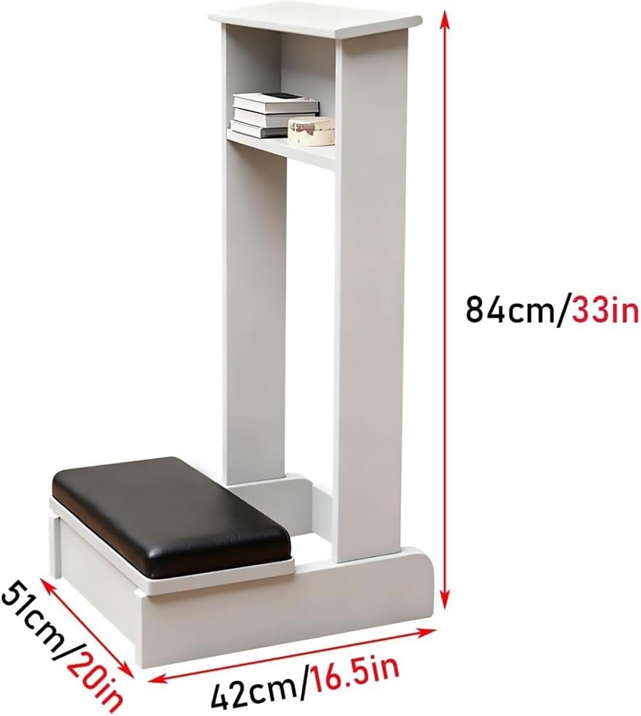 Wooden Prayer Kneeler with Angled Reading Platform and Shelf, Comfortable Kneeling Bench for Praying Catholic, Home Altar Pulpit Stool for Meditation(White)