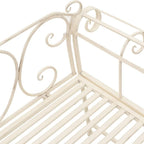 Garden Bench Antique White Metal 52 in Width Decorative Inlays,Sturdy Metal Garden Bench with Vintage Scroll Design, WeatherResistant and for Outdoor Use Patio Furniture