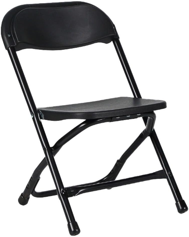 TentandTable Kids Folding Plastic Chair with Metal Frame, Lightweight Stackable Toddler Chairs for Classroom Table Desk Parties Events Weddings and Home Use, Black Pack of 4 Chairs