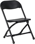 TentandTable Kids Folding Plastic Chair with Metal Frame, Lightweight Stackable Toddler Chairs for Classroom Table Desk Parties Events Weddings and Home Use, Black Pack of 4 Chairs