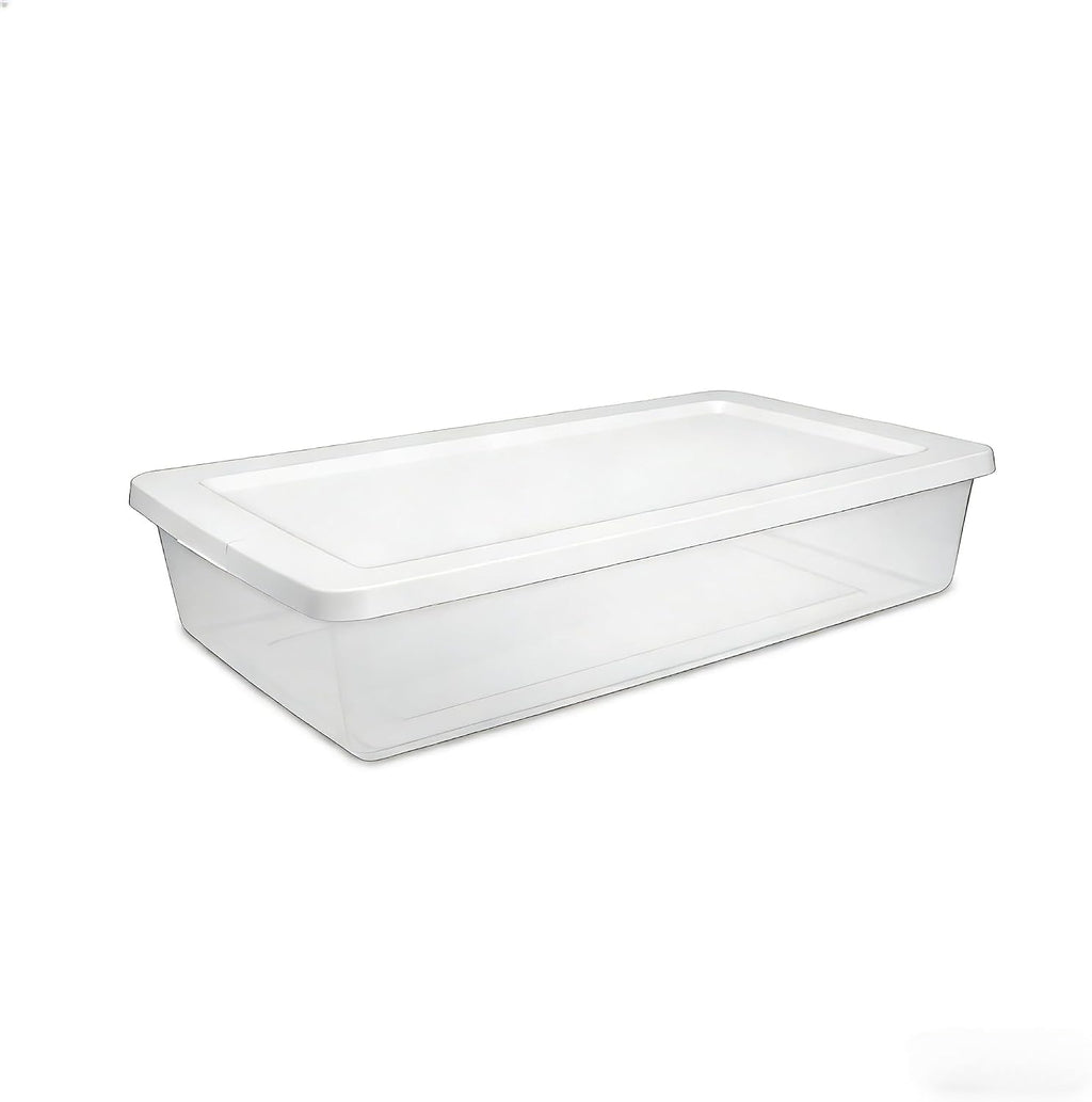 2 Pack 41 Quart Clear Storage Bin with Lid, Clear Plastic Container with Secure Snapping Lids, Under Bed Storage Container, Stackable Bin for Home and Office Organization, White