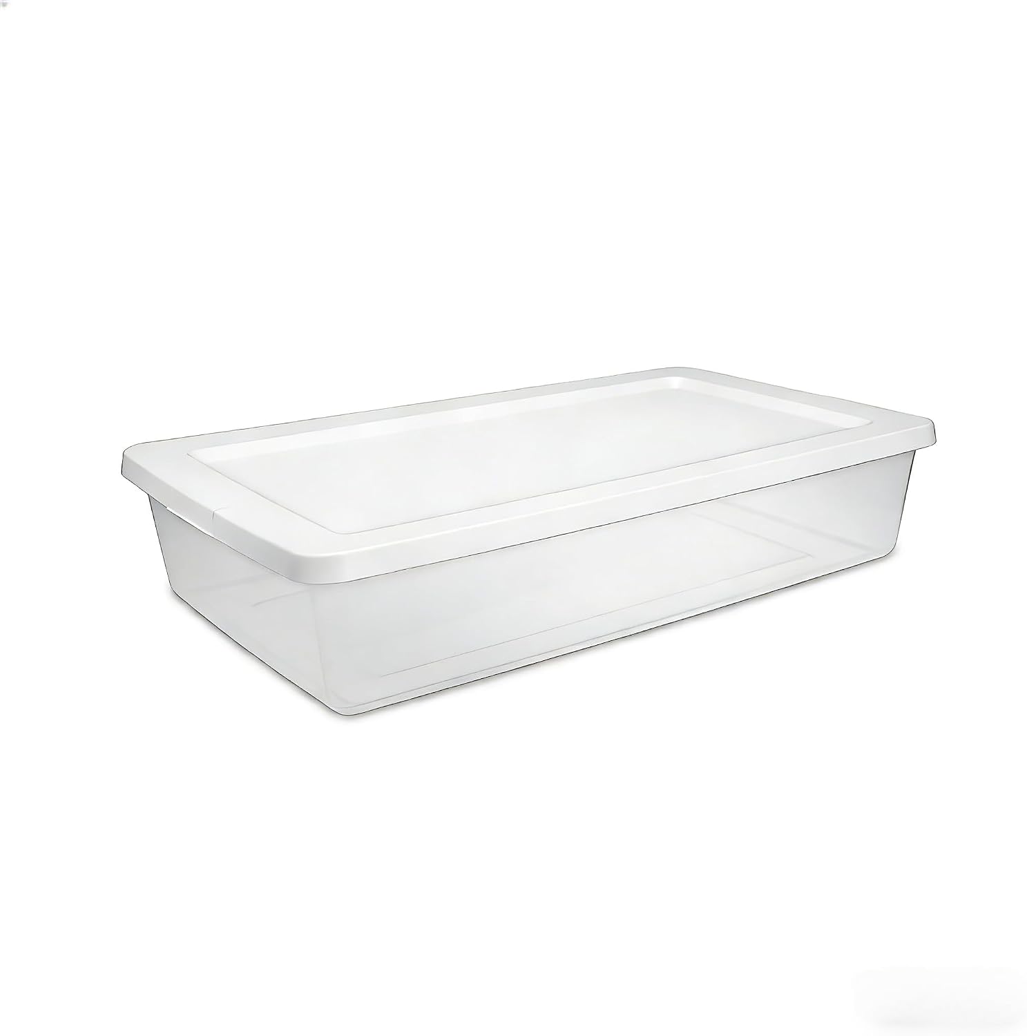 2 Pack 41 Quart Clear Storage Bin with Lid, Clear Plastic Container with Secure Snapping Lids, Under Bed Storage Container, Stackable Bin for Home and Office Organization, White