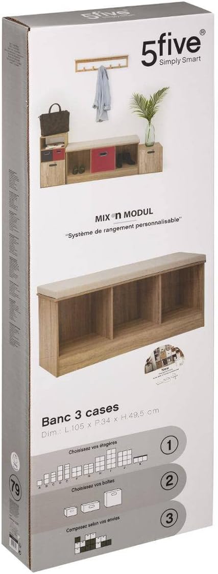 5 five simply smart 5five Bench 3 Cases Mix n Modul Natural Oak Effect