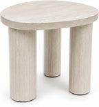 Small Round Side Table, Light Wood Grain End Table with 3 Cylindrical Legs, Modern Nightstand for Living Room, Bedroom, Sofa Side, Apartment