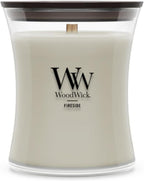 WoodWick Fireside Holiday Candle Gifts for Women and Men, 9.7 oz Medium Hourglass Candle with Crackling Wick