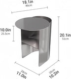 Stainless Steel Round Side Table Creative Metal Coffee Table with Open Storage, Ideal for Bedroom, Living Room, Office, Guest Room, and Study, Silver, 18.1 x 11.0 x 20.1 inches