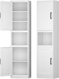 67" Tall Narrow Bathroom Storage Cabinet, Slim Metal Cabinet with Doors and Adjustable Shelves, Freestanding Pantry Organizer for Small Spaces, Bathroom, Kitchen, Laundry Room, Living Room, White
