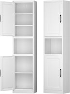 67" Tall Narrow Bathroom Storage Cabinet, Slim Metal Cabinet with Doors and Adjustable Shelves, Freestanding Pantry Organizer for Small Spaces, Bathroom, Kitchen, Laundry Room, Living Room, White