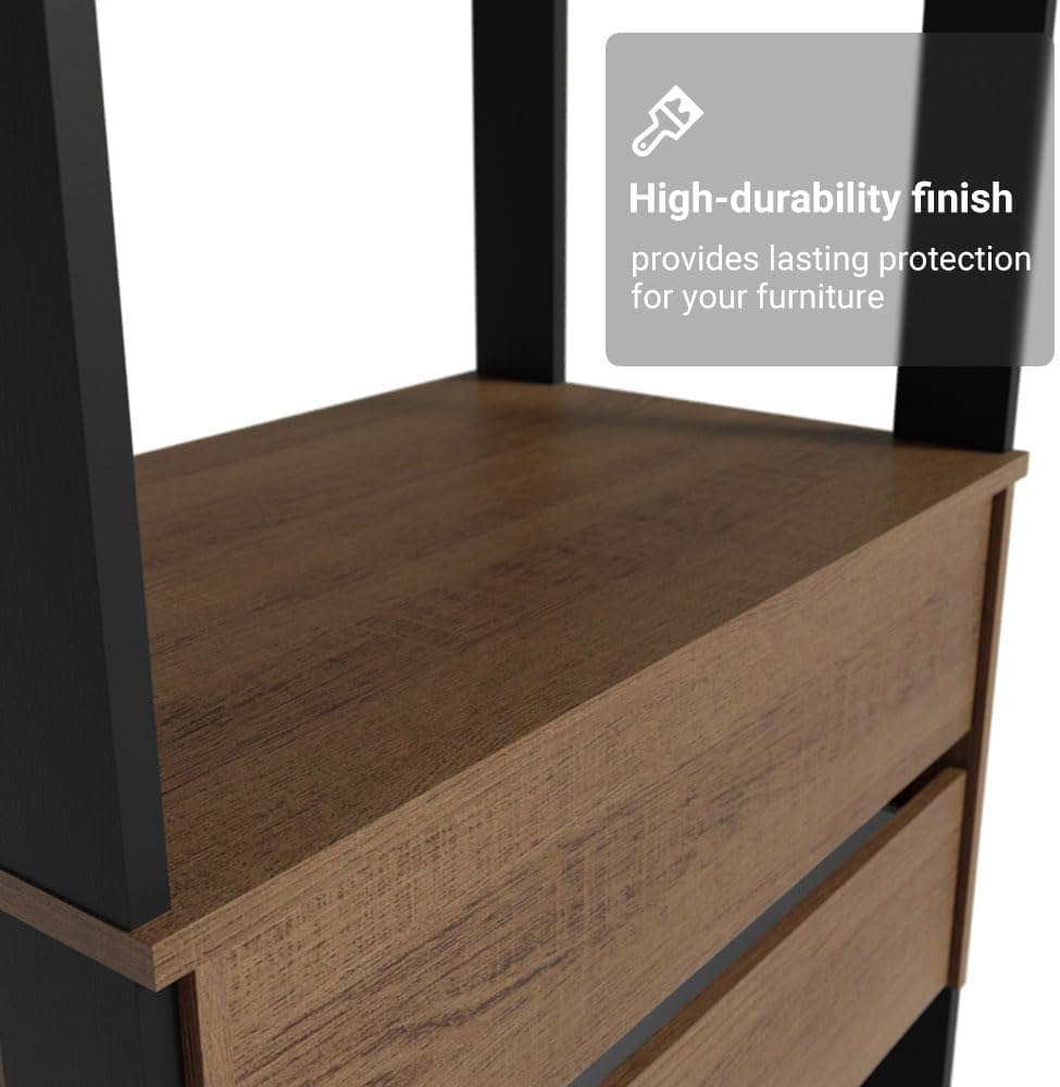 Madesa Kitchen Pantry Storage Rack 27" L with 2 Drawers and Hanging Space Multiuse Cabinet - Black/Brown