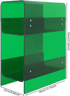 Clear Acrylic End Table, 2 Tier Narrow Acrylic Side Table Minimalist Nightstand Skinny Bedside Table for Bedroom Living Room Home Decor 8.7" W X 15.7" D X 21.6" H (Green)