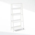 Furinno Ladder Display Shelf, 5-Tier Ladder Shelf, Standing Bookshelf, Display Storage Shelves, 13 x 23.6 x 53.5, for Living Room, Home Office, White