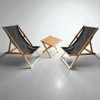 Wooden Folding Beach Chair, Outdoor Sling Chair with Beige Canvas, Portable Lounge Chair for Patio, Deck, Yard, Poolside, Beach, Balcony