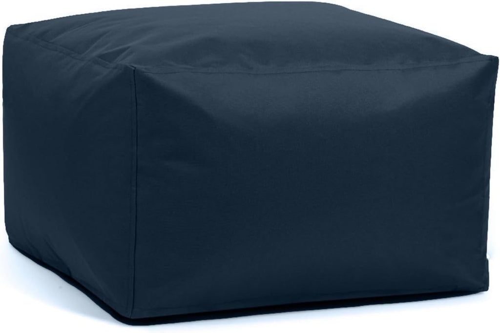 SXBCyan Waterproof Square Pouf Ottoman Cover Footstool Without Filler Outdoor Beach Garden Beanbag Pouf Puff Salon Floor Seat Futon Stool Bench (Color : Navy Blue, Size : L-45x45x30cm-cover)