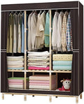 Portable Wardrobe Cloth Wardrobe Solid Wood Folding Wardrobe Doors,Portable Assembly Canvas Effect Wardrobe Solid Color Fabric Clothes Storage Rack,D,126 * 170 * 45cm Cloth