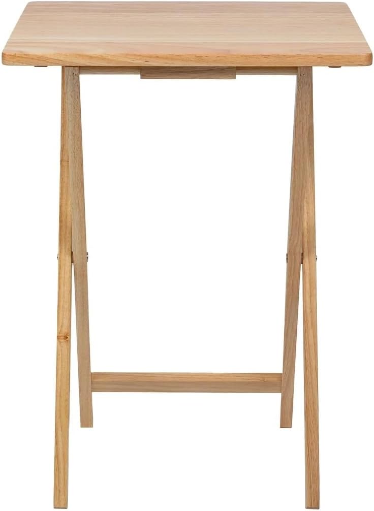 2-Pack Modern Indoor Folding Tray Table Natural Rubberwood - Portable TV Dinner Stand for Sofa, Laptop Desk, Bed Tray, Small Space