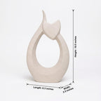 10" Ceramic Vase for Decor - Cute Abstract Cat Statue with Sandstone Texture, Modern Minimalist Boho Flower Vase for Dried Pampas Grass, Unique Heart Shape Lover Gifts for Women, Beige