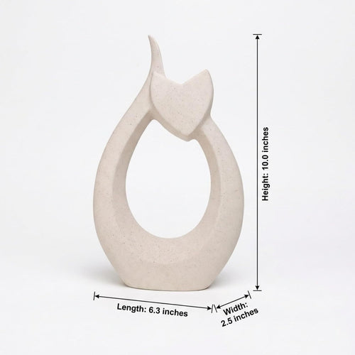 10" Ceramic Vase for Decor - Cute Abstract Cat Statue with Sandstone Texture, Modern Minimalist Boho Flower Vase for Dried Pampas Grass, Unique Heart Shape Lover Gifts for Women, Beige