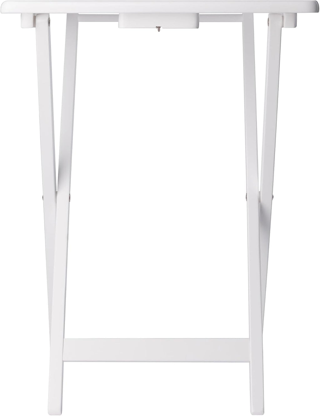 Winsome Alex Set of 2 Foldable Snack Tables, White | Easy to Store Small Portable Fold Up Table Set for Kitchen, Living Room TV Dining, Crafts, Puzzles, Work From Home