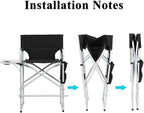 Tall Directors Chair, 41'' Portable Makeup Artist Chair with Side Table, Tall Folding Chair for Camping, Home Patio, Golf Course, Cup Holder and Storage Bag, Weight Capacity 400LBS