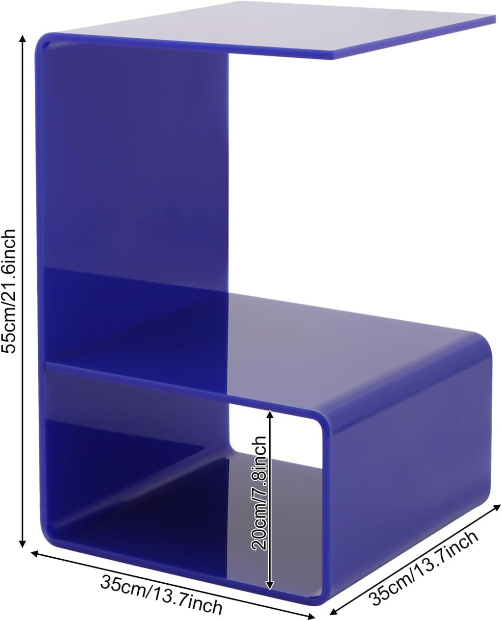 3-Tier Acrylic End Table, Sofa Side Couch Table Coffee Table, Small Space Organizer Nightstand Bed Side Table, for Home Bedroom Bathroom Living Room Office Coffee Shop (Blue)