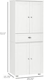 72" Freestanding Kitchen Pantry Cabinet with 2 Large Double Door Cabinets and 1 Center Drawer, White,15.75 * 29.25 * 72.5