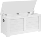 VASAGLE Storage Chest, Storage Bench with 2 Safety Hinges, Farmhouse Style, 15.7 x 39.4 x 18.3 Inches, for Entryway, Bedroom, Living Room, Cloud White ULSB061T10