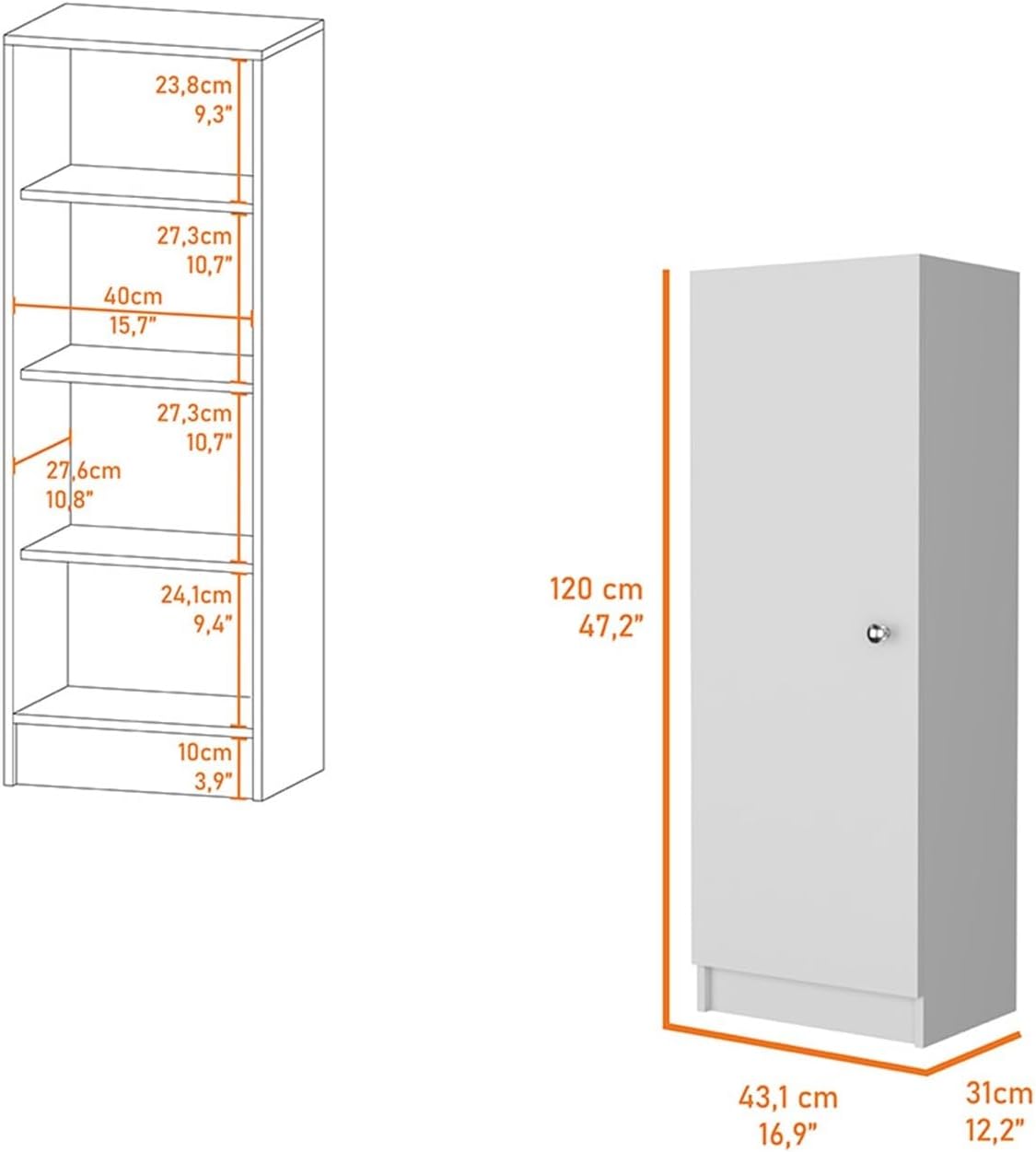 Single Door Pantry, Four Shelves, Small Size, Ample Storage Space,for Kitchen