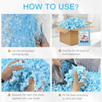 Hem Dgpy Bean Bag Filler 10lbs, Shredded Memory Foam Filling for Bean Bag Chair Refill, Stuffing for Pillow, Punching Bag, Dog Bed, Cushions, Couch (Blue & White)