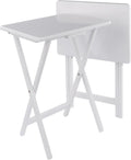 Winsome Alex Set of 2 Foldable Snack Tables, White | Easy to Store Small Portable Fold Up Table Set for Kitchen, Living Room TV Dining, Crafts, Puzzles, Work From Home