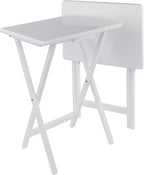 Winsome Alex Set of 2 Foldable Snack Tables, White | Easy to Store Small Portable Fold Up Table Set for Kitchen, Living Room TV Dining, Crafts, Puzzles, Work From Home