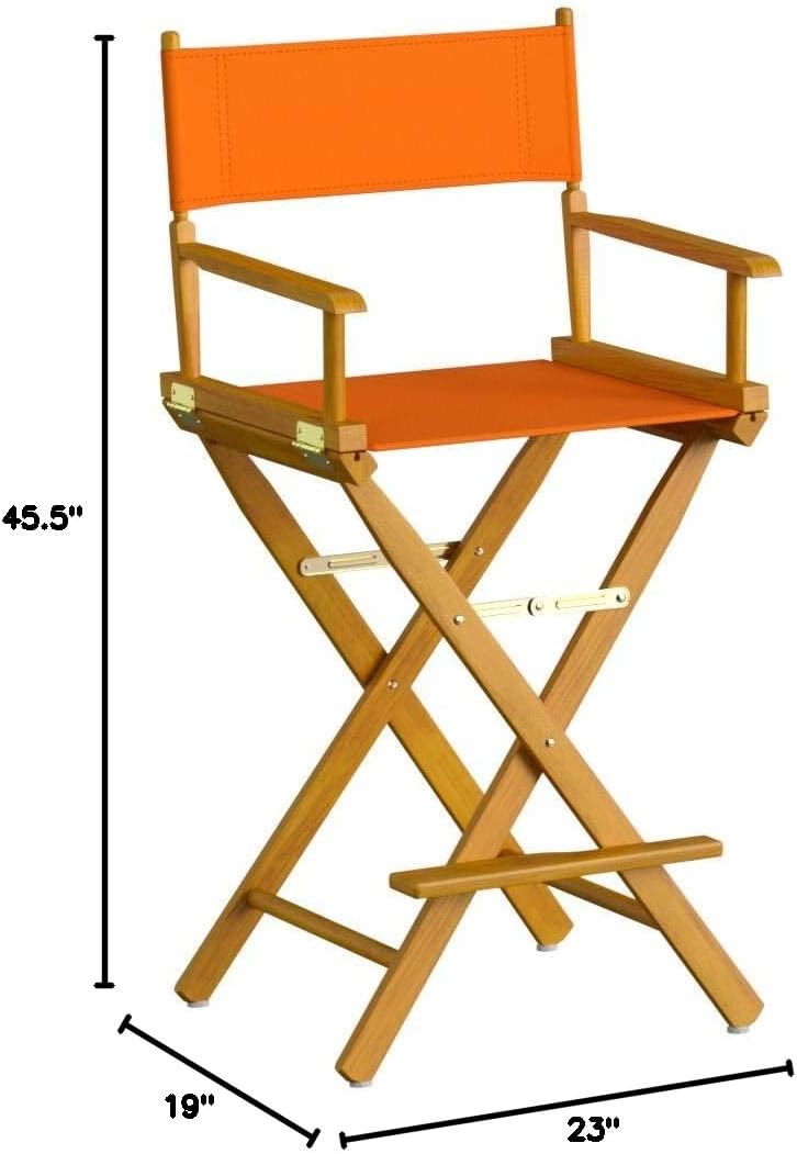Casual Home 30" Director's Chair Honey Oak Frame-with Tangerine Canvas, Bar Height