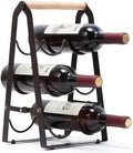 Wine Rack, 6 Bottle Wooden Countertop Free Standing Shelf,3 Tier Bottle Holder Stand for Home Bar Tabletop, Cabinet Inserts, Kitchen, Wine Cellar Storage No Assembly(Black)