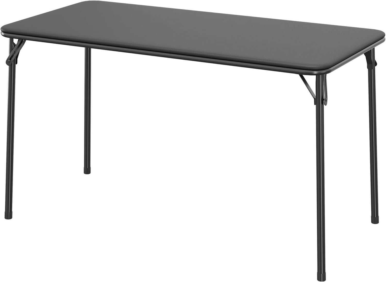 IDEALHOUSE 4 Feet Folding Table, Protable Foldable Card Table, Metal Legs Support, Upholstered PU Leather Tabletop, Heavy Duty, No Assembly Required, Perfet for Indoor and Outdoor, Black