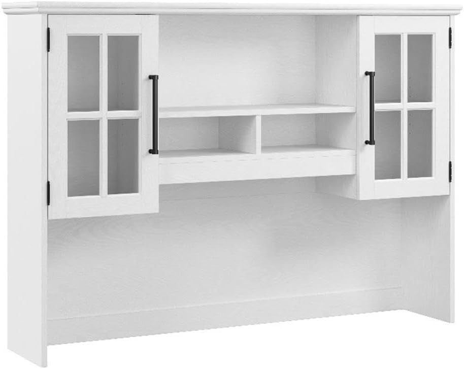Bush Home Westbrook 60W Computer Desk Hutch in White Ash | Dining Room, Living Room, Home Office Storage