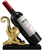 ELEGANTZ Modern Wine Bottle Holder – Decorative Elephant Design with Chrome Finish – Single Bottle Display Stand for Countertop, Bar, or Dining Table – Elegant Wine Rack with Black Base