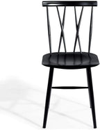 COSTWAY Dining Chair Set of 4, Farmhouse Windsor Chairs Dining Room Chairs with Spindle Back and Sturdy Metal Construction, Kitchen Side Chair for Living Room Restaurant, Black (Height 17'')