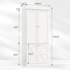 70.8" Tall Farmhouse Kitchen Pantry Cabinet with Doors, Modular Storage Cabinet with 4-Tier Adjustable Shelves, Wooden Hutch for Kitchen or Living Room, White