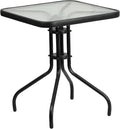 Flash Furniture Barker 23.5" Square Indoor/Outdoor Tempered Glass Patio Side Table, Outdoor Patio Table for Commercial or Residential Use, Clear/Black