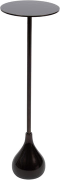 Kate and Laurel Hersi Decorative Modern Pedestal Drink Table, 7 x 7 x 20, Dark Brown, Cast Aluminum Mini Table with Teardrop Base for Use as Small Plant Stand or Living Room Martini Table