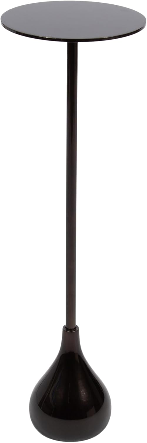 Kate and Laurel Hersi Decorative Modern Pedestal Drink Table, 7 x 7 x 20, Dark Brown, Cast Aluminum Mini Table with Teardrop Base for Use as Small Plant Stand or Living Room Martini Table