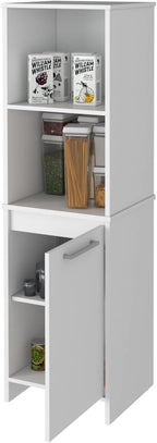 Pantry Cabinet with Single Door Cabinet with 4 Shelves (2 Open+2 Internal), Metal Hardware & Soft Close Hinges, Storage Cabinet for Kitchen Pantry, 17.71" W×15.74" D×59.29" H