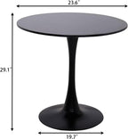 Round Dining Table, 24" Circle Pedestal Table with Thickened Top & Metal Base, Mid-Century Modern Coffee Table for Living Room, Kitchen, Small Spaces, Black